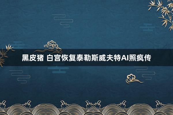 黑皮猪 白宫恢复泰勒斯威夫特AI照疯传
