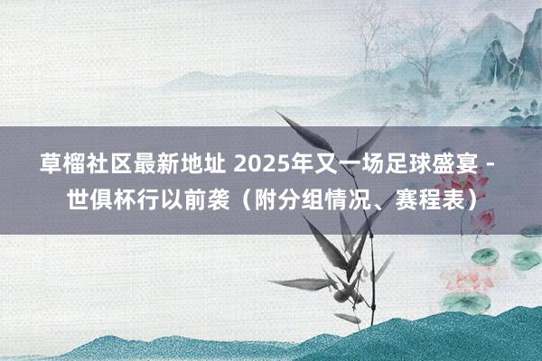草榴社区最新地址 2025年又一场足球盛宴 - 世俱杯行以前袭（附分组情况、赛程表）