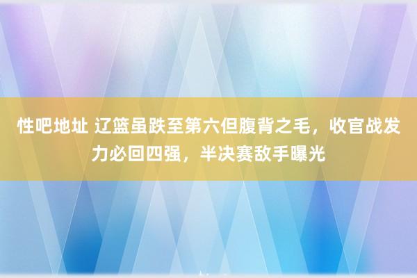 性吧地址 辽篮虽跌至第六但腹背之毛，收官战发力必回四强，半决赛敌手曝光