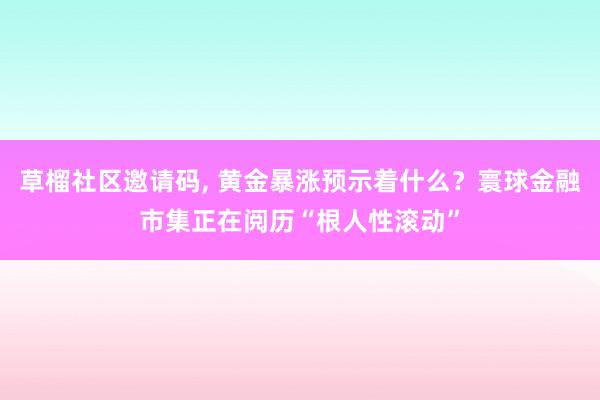 草榴社区邀请码， 黄金暴涨预示着什么？寰球金融市集正在阅历“根人性滚动”