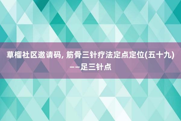 草榴社区邀请码， 筋骨三针疗法定点定位(五十九)——足三针点